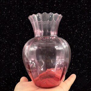Vintage‎ Pilgrim Handmade With Gold USA Glass Art Glass Vase Cranberry W Sticker